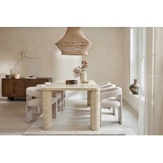 Ida Travertine Stone 200cm Dining Table Set with 6 Georgia Chairs