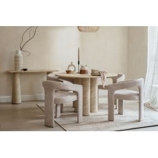 Ida Travertine Stone 120cm Round Dining Table Set with 4 Georgia Chairs