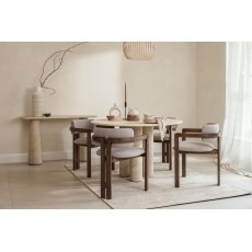 Ida Travertine Stone 120cm Round Dining Table Set with 4 Grace Chairs
