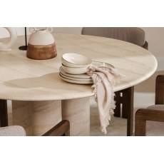 Ida Travertine Stone 120cm Round Dining Table Set with 4 Grace Chairs