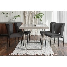 Petra Industrial 200cm Dining Table Set & 4 Maya Dark Grey Chairs