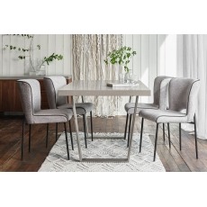 Petra Industrial 200cm Dining Table Set & 4 Maya Light Grey Chairs