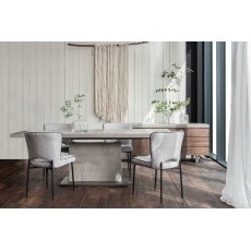 Petra Industrial Ext 160-220cm Dining Table Set & 4 Maya Light Grey Chairs