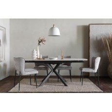 Sintered Stone 140-200cm Twist Extending Dining Table Set in White with x4 Maya Chairs