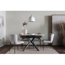 Sintered Stone 140-200cm Twist Extending Dining Table Set in White with x4 Maya Chairs