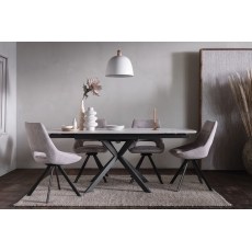 Sintered Stone 140-200cm Twist Extending Dining Table Set in White with x4 Paige Chairs