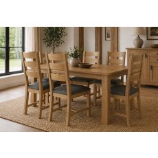 Burford Country Oak Small Ext 150-200cm Dining Table Set & 6 Chairs