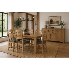 Burford Country Oak Small Ext 150-200cm Dining Table Set & 6 Chairs
