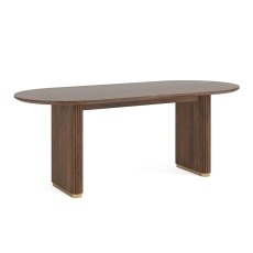 Harvard Reeded Mango Wood Oval Dining Table & 6 Amory Mustard Chairs