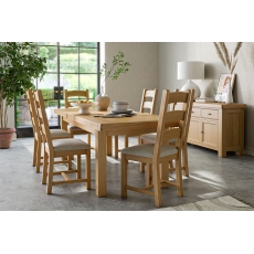Normandy Chunky Country Oak Large Extending Dining Table Set & 6 Ladder Chairs Normandy Chunky Country Oak Large Extending Dining Table Set & 6 Ladder Chairs