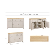 Windermere Painted Oyster Grey Oak 3 Door Sideboard Windermere Painted Oyster Grey Oak 3 Door Sideboard