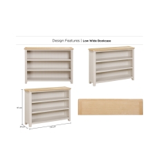 Windermere Painted Oyster Grey Oak Wide Low Bookcase Windermere Painted Oyster Grey Oak Wide Low Bookcase