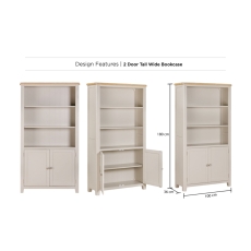 Windermere Painted Oyster Grey Oak Tall Wide Bookcase Windermere Painted Oyster Grey Oak Tall Wide Bookcase