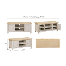 Windermere Painted Oyster Grey Oak Large TV Unit