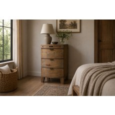 Bermuda Reclaimed Wood 3 Drawer Bedside Table