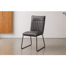 Cooper Leather Dining Chair in Grey (Pair)