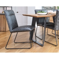 Cooper Leather Dining Chair in Grey