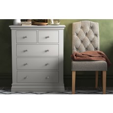 Burgundy Painted Light Grey 2 Over 3 Chest of Drawers