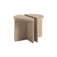 Portobello Oak Half Moon Nest of Tables