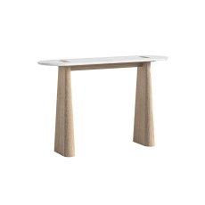 Portobello Oak Console Table with Travertine Top