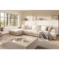 Niki Fabric Modular Sofa Group with Chaise End and Glass Table Niki Fabric Modular Sofa Group with Chaise End and Glass Table