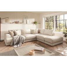 Niki Fabric Modular Large Corner Sofa Group with Footstool