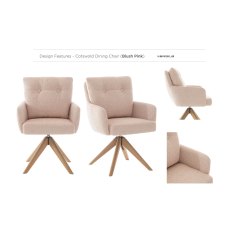 Cotswold Fabric Dining Chair in Blush Pink