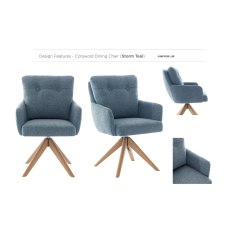 Cotswold Fabric Dining Chair in Storm Teal