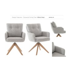 Cotswold Fabric Dining Chair in Silver Grey