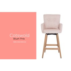 Cotswold Fabric Bar Counter Stool in Blush Pink (Pair)