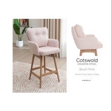 Cotswold Fabric Bar Counter Stool in Blush Pink (Pair) Cotswold Fabric Bar Counter Stool in Blush Pink (Pair)