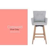 Cotswold Fabric Bar Counter Stool in Silver Grey (Pair)