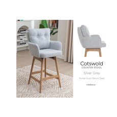 Cotswold Fabric Bar Counter Stool in Silver Grey (Pair) Cotswold Fabric Bar Counter Stool in Silver Grey (Pair)
