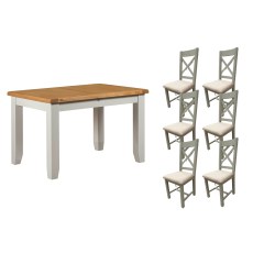 Cotswold Painted Grey Oak Small Ext Dining Table Set + 6 Chairs Cotswold Painted Grey Oak Small Ext Dining Table Set + 6 Chairs