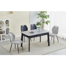 Turin Sintered Stone 130-160cm Extending Dining Table Set & 4 Dark Grey Chairs