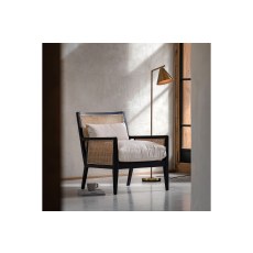 Gallery Direct Nagoya Black Wood Rattan Armchair with Cream Seat Cushions