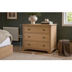Gallery Direct Malvern Natural Oak 3 Drawer Chest of Drawers
