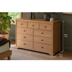 Gallery Direct Malvern Natural Oak 9 Drawer Chest of Drawers