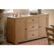 Gallery Direct Malvern Natural Oak 3 Drawer Large Sideboard