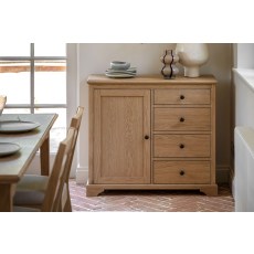 Gallery Direct Malvern Natural Oak 1 Door 4 Drawer Sideboard