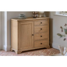 Gallery Direct Malvern Natural Oak 1 Door 4 Drawer Sideboard