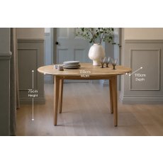 Gallery Direct Malvern Natural Oak Round Extending 100-155cm Dining Table