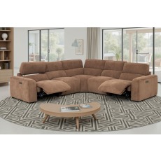 Summer 6 Seater Corner Sofa with Power Recliner and Headrest