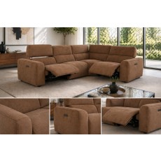 Summer 5 Seater Corner Sofa with Power Recliner and Headrest