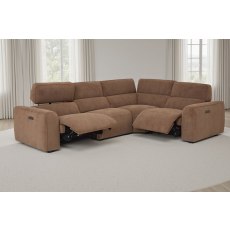 Summer 5 Seater Corner Sofa with Power Recliner and Headrest