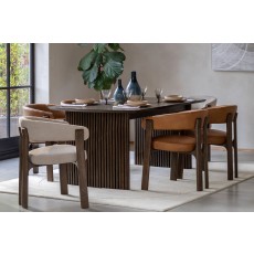 Gallery Direct Onda Walnut Dining Chair in Natural Fabric Gallery Direct Onda Walnut Dining Chair in Natural Fabric