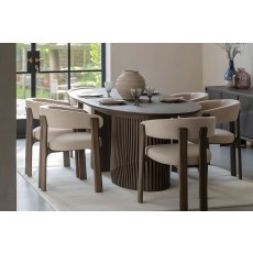 Gallery Direct Onda Walnut Ext 200-250cm Oval Dining Table Set & 6 Natural Chairs