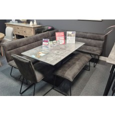 Ex-Display Truro - Loki Dining Table + RHF Corner Bench + Bench + Dining Chair