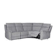 Blaine 4 Seater Electric Recliner Corner Sofa in Greige Fabric