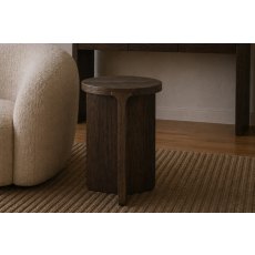California Dark Oak Round Side Table